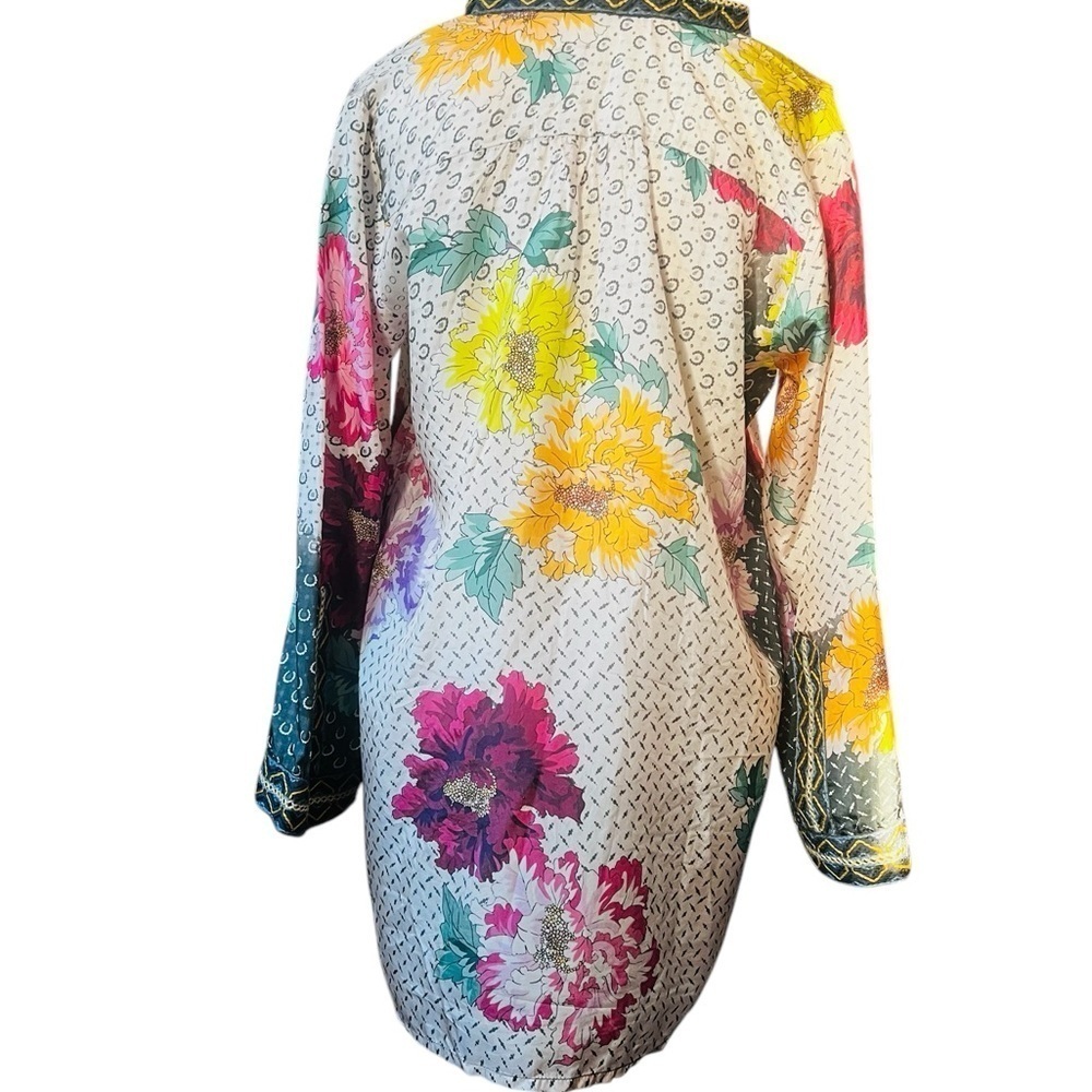 JOHNNY WAS WOMEN’S SILK COLORFUL FLORAL LONG SLEEVE TOP SIZE SMALL - Picture 4 of 10